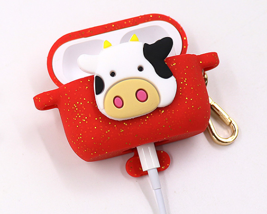 AirPods Pro Silicone Case - Year of the Cow (Glittery Red)